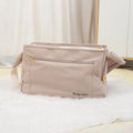 Large capacity soft surface messenger pet carrier bag in beige with small dog inside
