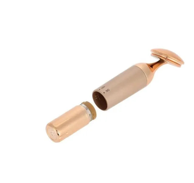 Gold ABS electric facial massager 142x36mm high-frequency micro-vibration home beauty tool