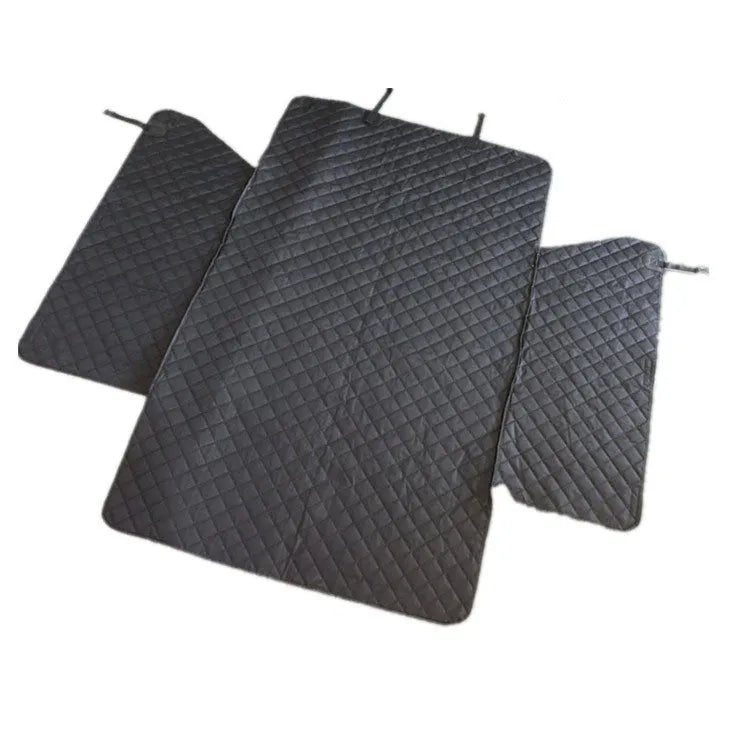 Large black quilted cotton car trunk pet mat 174x190cm with PVC backing for dog travel