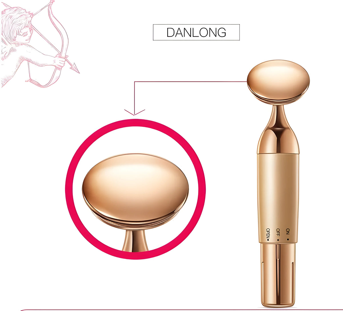 Gold ABS electric facial massager 142x36mm high-frequency micro-vibration home beauty tool