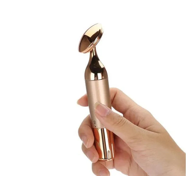 Gold ABS electric facial massager 142x36mm high-frequency micro-vibration home beauty tool