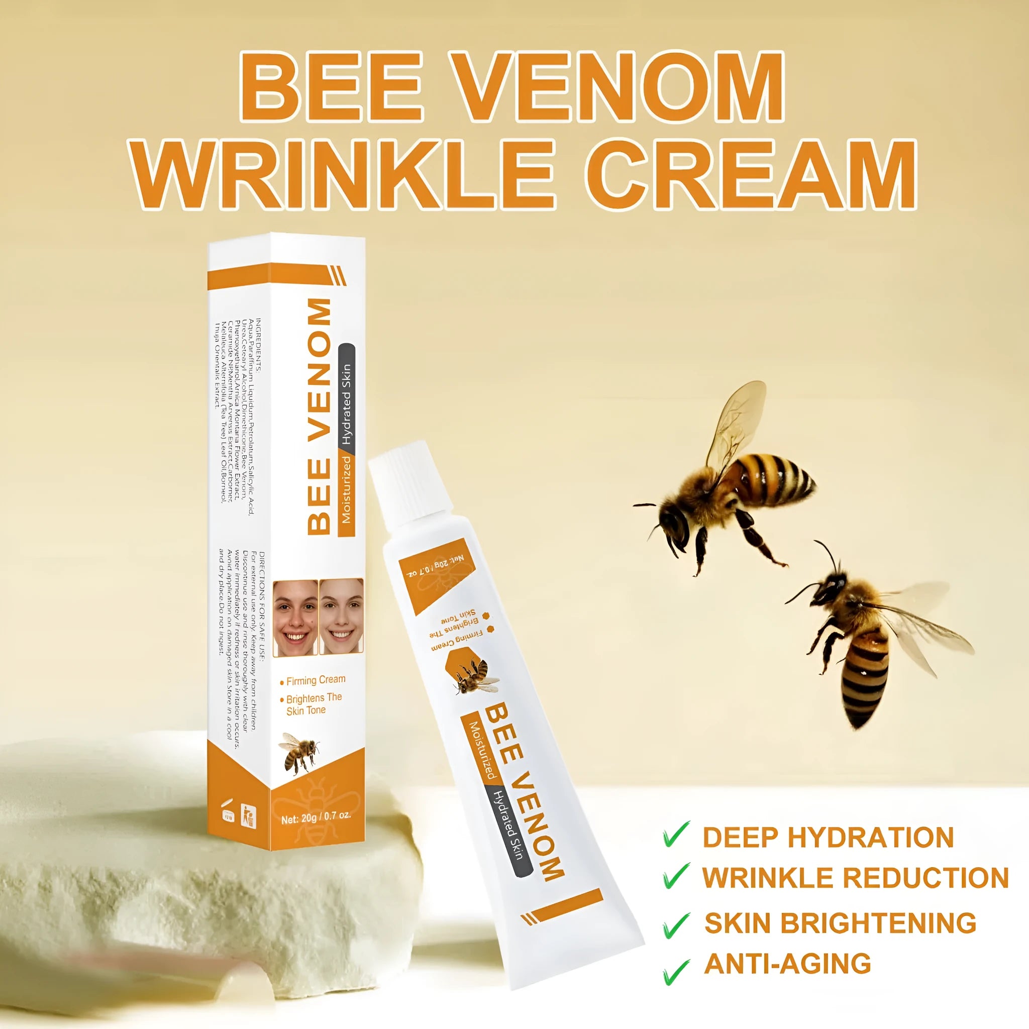 BEE Facial Neck Cream 20g jar packaging for face and neck moisturising skincare product