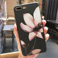 Embossed floral TPU phone case for iPhone in black and white colour options