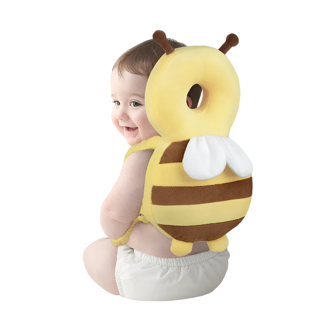 Infant baby anti-fall head protection pad in Little Bee 3D breathable large size on white background