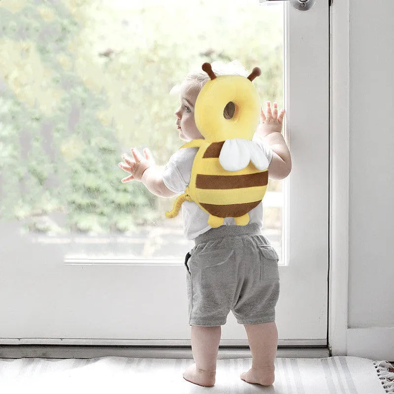 Infant baby anti-fall head protection pad in Little Bee 3D breathable large size on white background