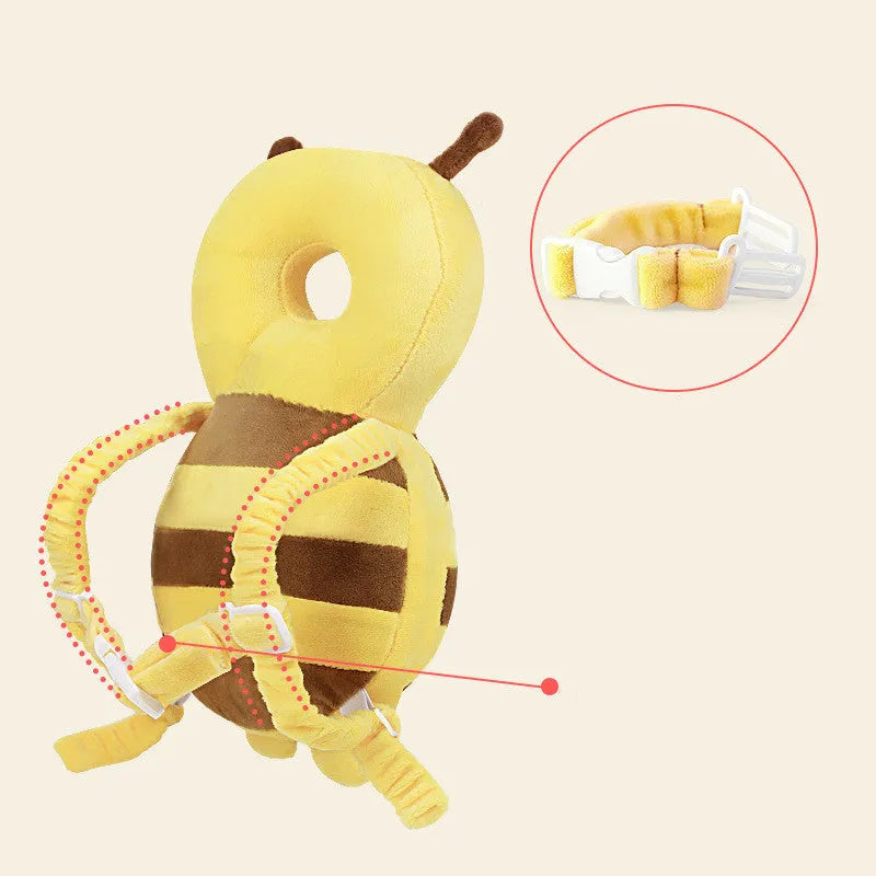 Infant baby anti-fall head protection pad in Little Bee 3D breathable large size on white background