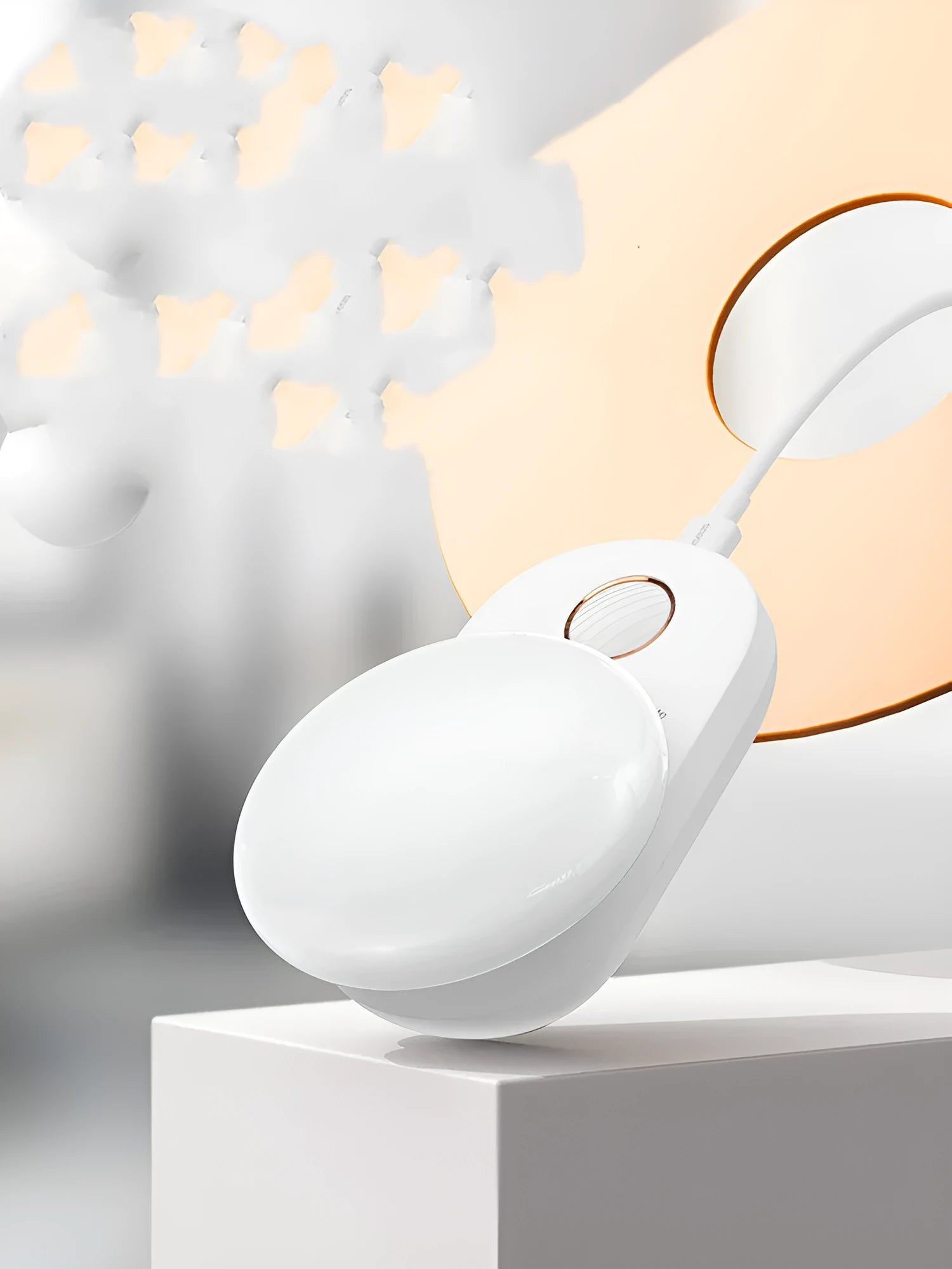 White Baseus rechargeable motion sensor bedside night light with USB port.