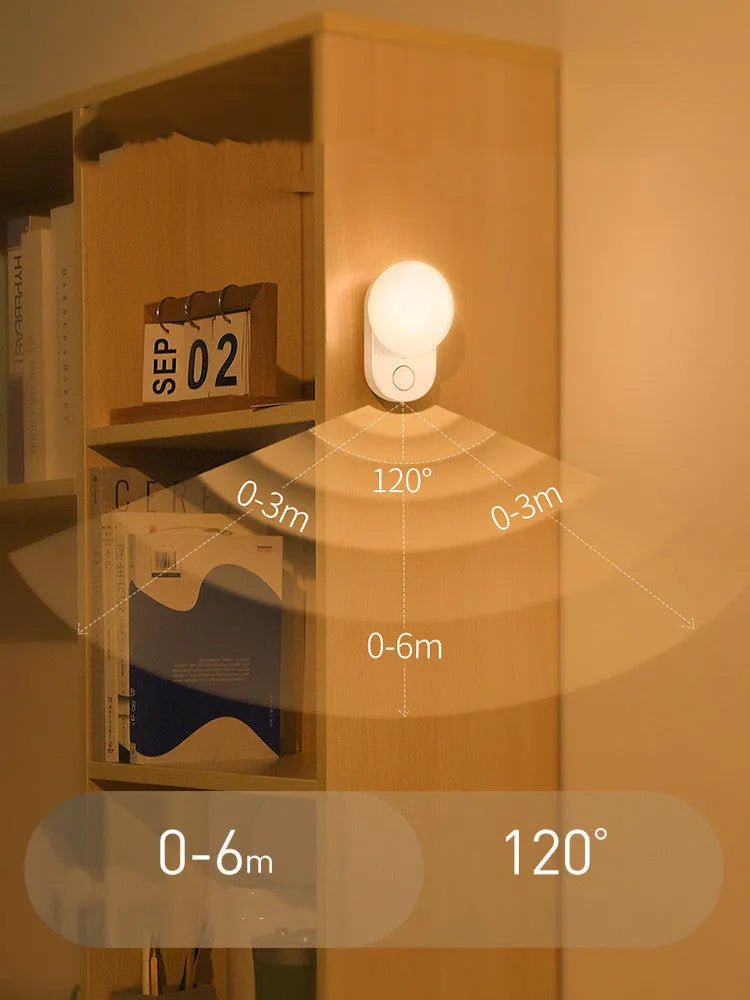 White Baseus rechargeable motion sensor bedside night light with USB port.
