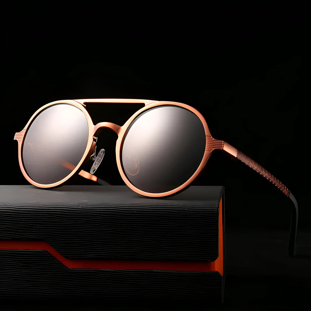 Vintage polarised sunglasses with TAC lens and aluminum magnesium frame in black and gray