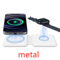 White folding dual magnetic wireless charger with 180-degree adjustable stand