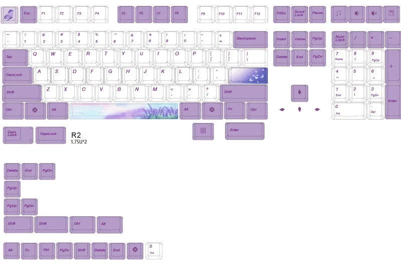 AKKO PBT keycaps in lavender violet colour for RK and IKBC mechanical keyboards