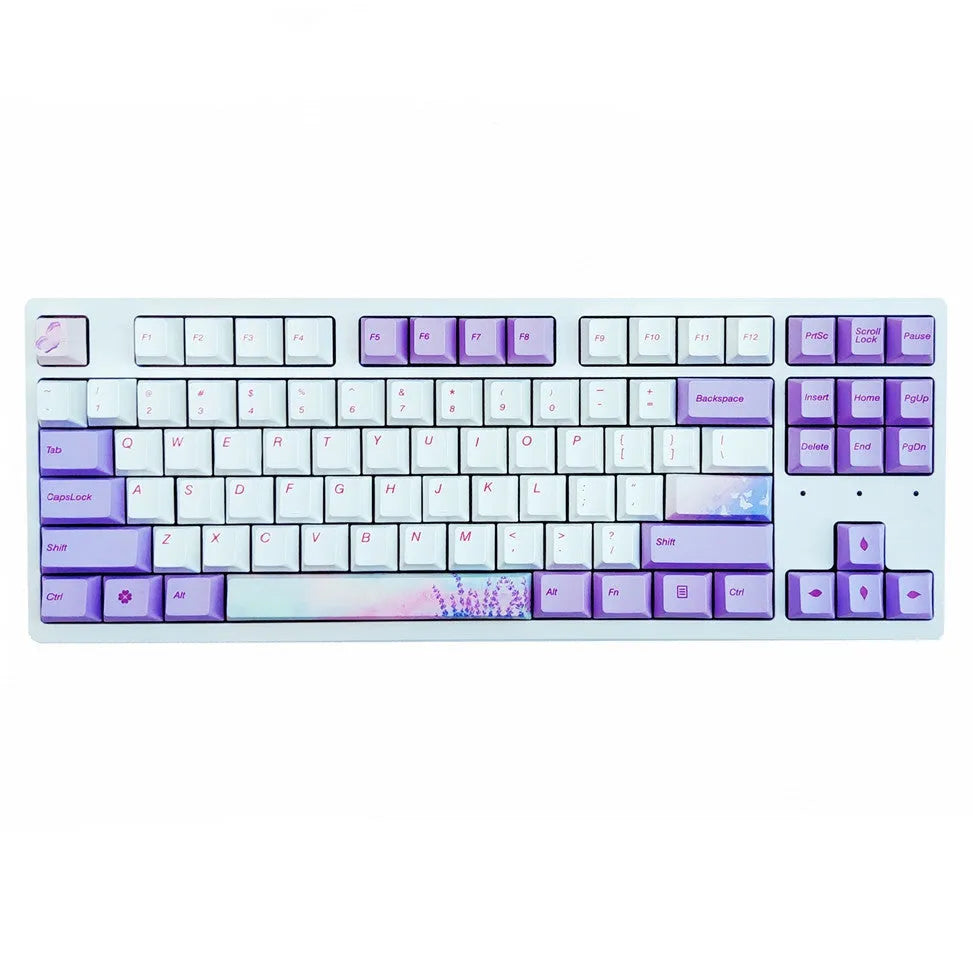 AKKO PBT keycaps in lavender violet colour for RK and IKBC mechanical keyboards