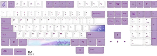 AKKO PBT keycaps in lavender violet colour for RK and IKBC mechanical keyboards