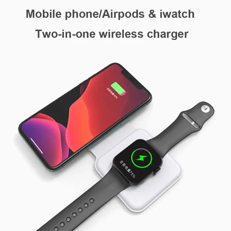 White folding dual magnetic wireless charger with 180-degree adjustable stand