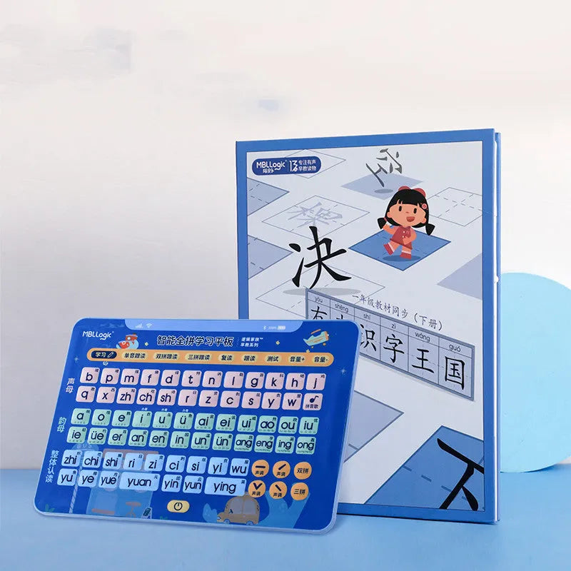 Interactive Chinese character learning wall chart with audio features and pinyin cards for children