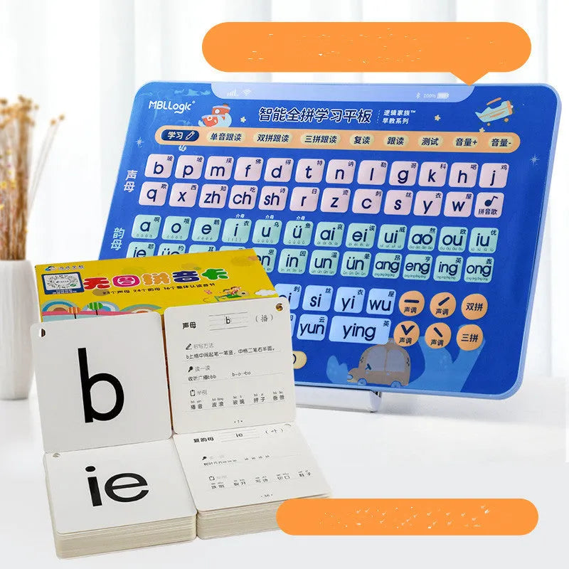 Interactive Chinese character learning wall chart with audio features and pinyin cards for children