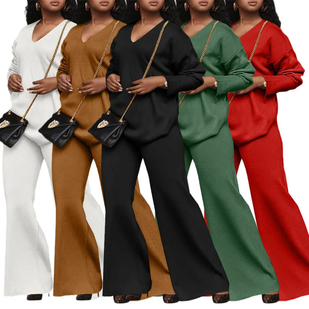 Women's brown suede velvet two-piece suit with long sleeves and trousers in Japanese Korean style