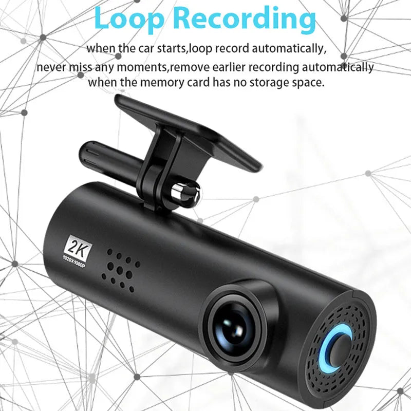 Lipstick-shaped car DVR camera with WiFi, 170-degree wide-angle lens, super night vision, and 12MP resolution installed behind rearview mirror