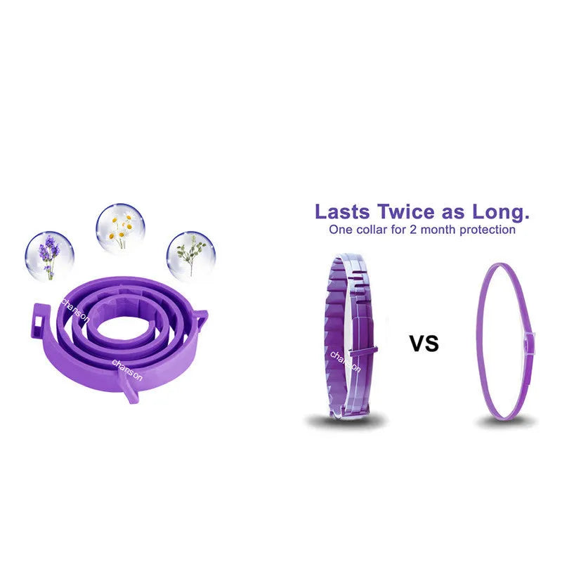 Purple cat calming collar 38cm adjustable hypoallergenic recycled plastic with leather case