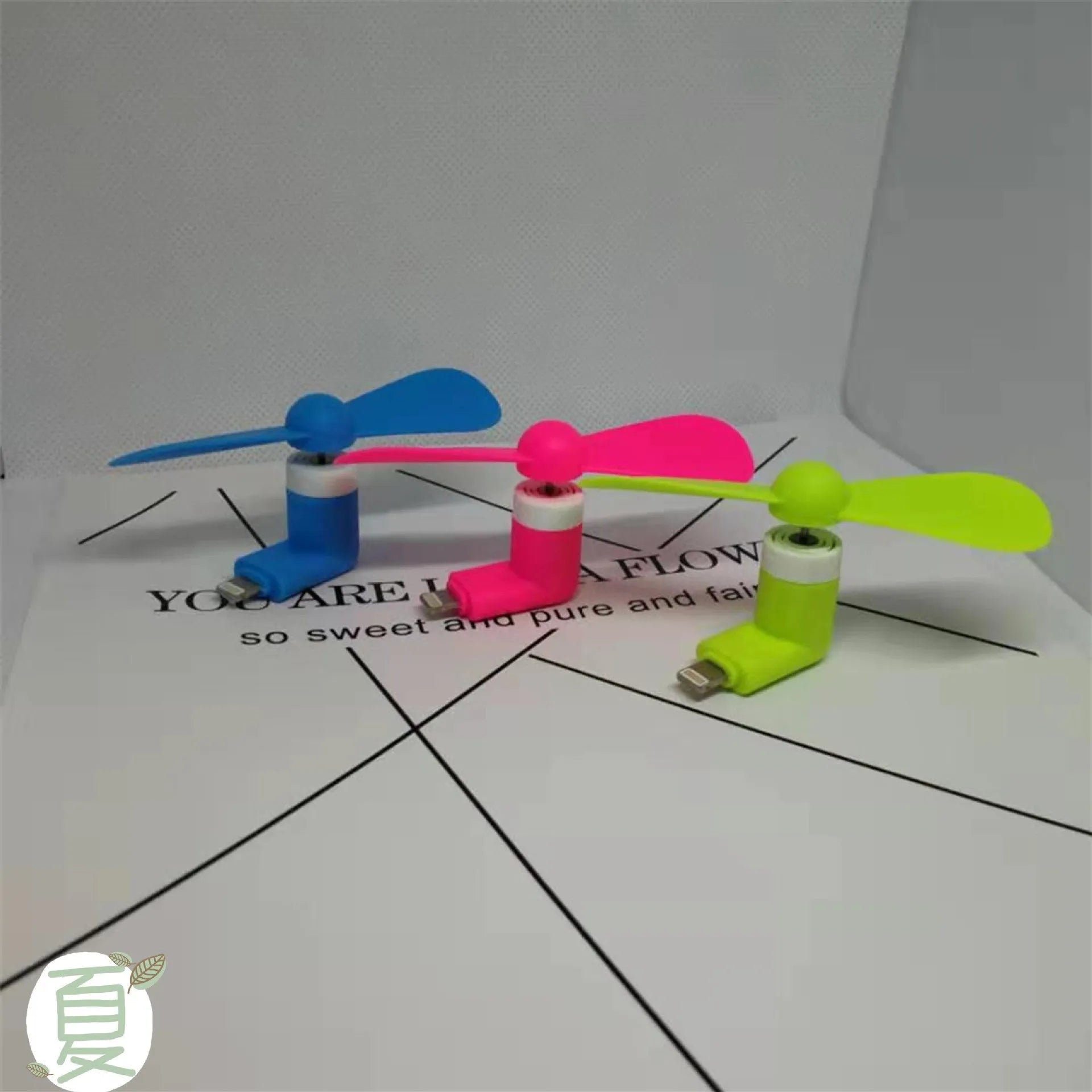 Portable mobile phone mini fan compatible with iPhone and Android in six colour options