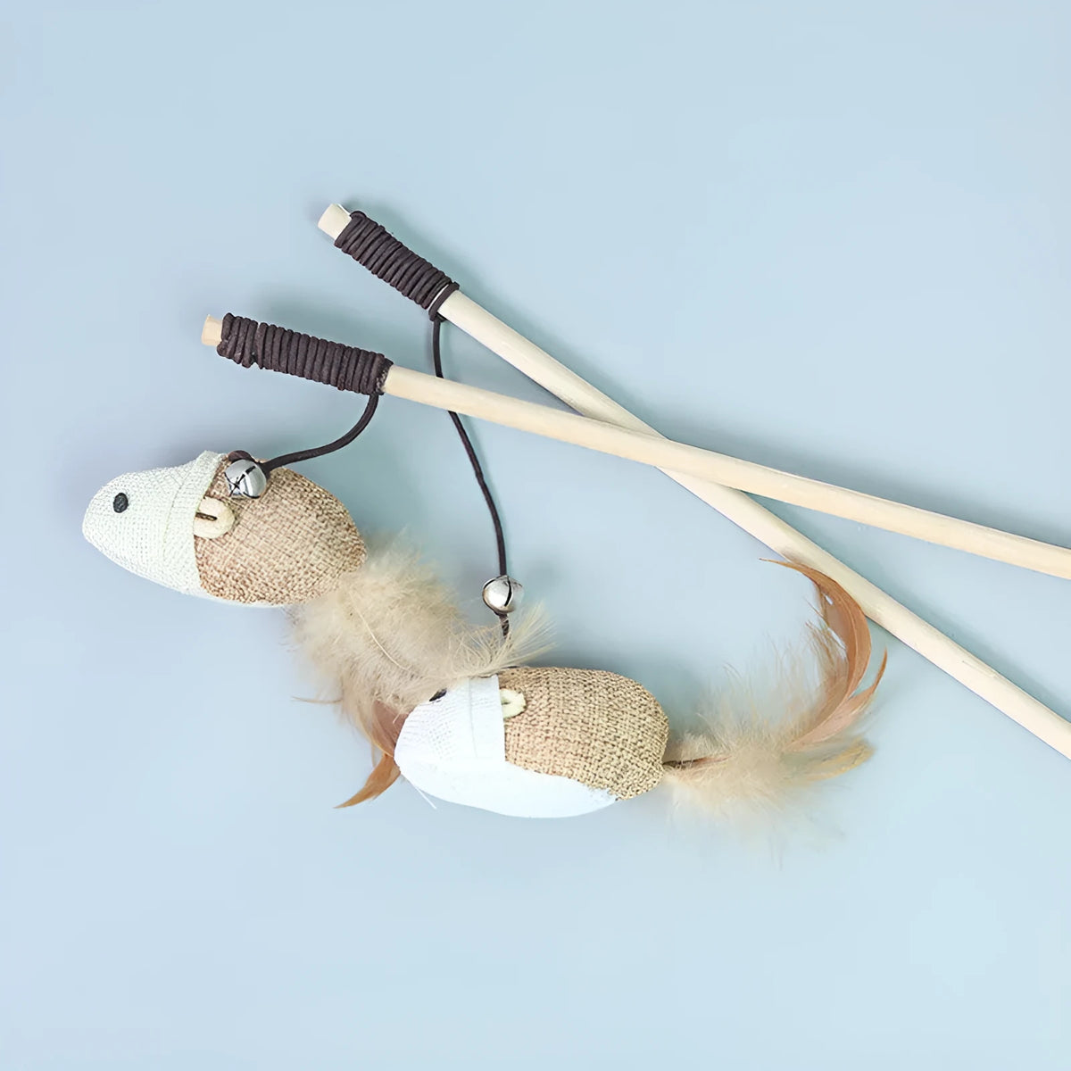 Cat feather bell mouse toy with cotton rope and bell, style option Moon