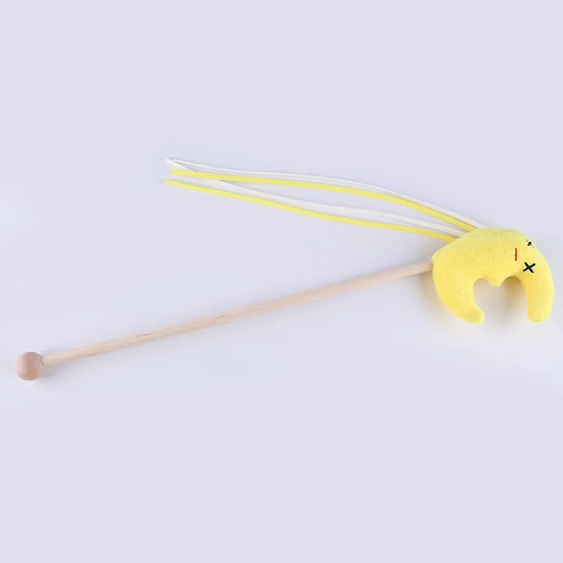 Cat feather bell mouse toy with cotton rope and bell, style option Moon