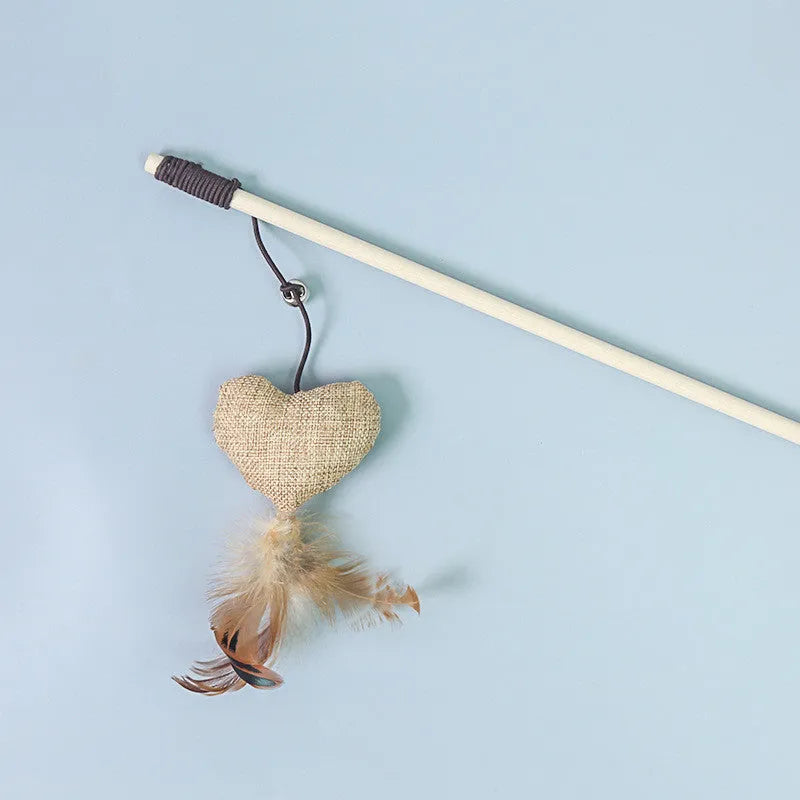Cat feather bell mouse toy with cotton rope and bell, style option Moon