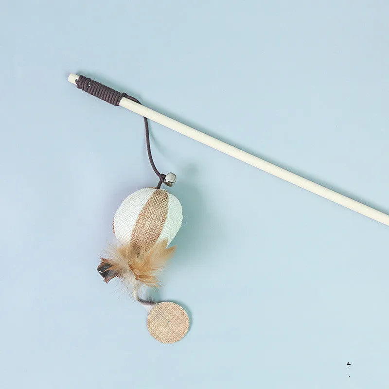 Cat feather bell mouse toy with cotton rope and bell, style option Moon