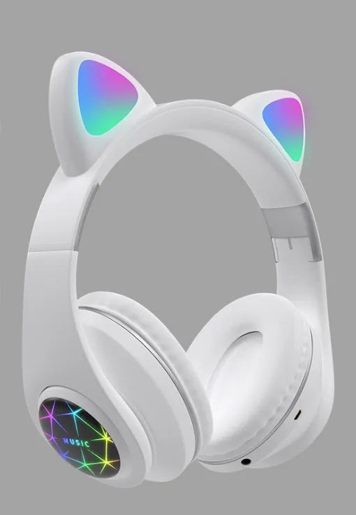 Cat ear style Bluetooth wireless headset on display, shown in a colour option such as pink or black.