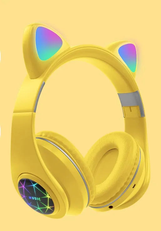 Cat ear style Bluetooth wireless headset on display, shown in a colour option such as pink or black.