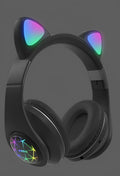 Cat ear style Bluetooth wireless headset on display, shown in a colour option such as pink or black.