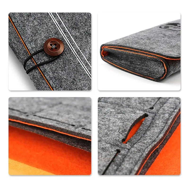 Black soft felt carrying pouch case for Nintendo Switch with game card slots