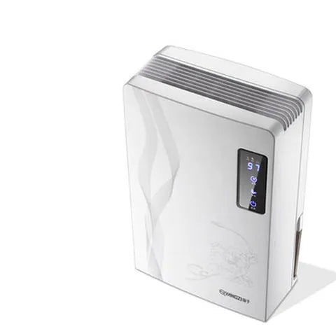 White portable household dehumidifier with 2.2 litre tank and electronic control