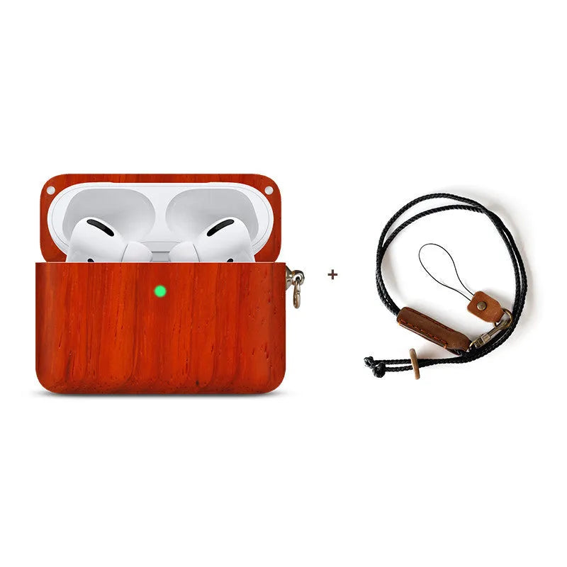 Solid wood Bluetooth earphone sleeve case in bamboo, cherry, huali, maple or walnut with lanyard option.