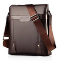 Black PU leather men's medium square shoulder bag with a zipper and single strap.