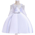 A girls' lace-trimmed dress set comprising a top and skirt, shown in one of the available colours.