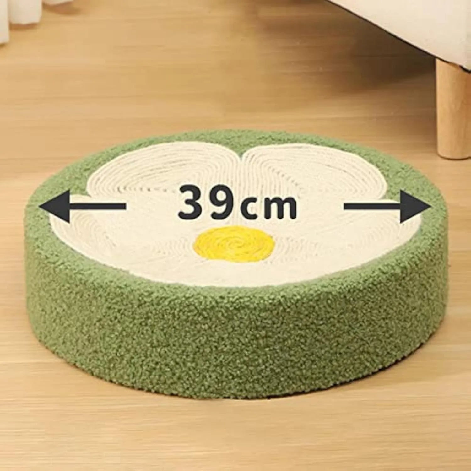 Green sisal cat scratching lounger bowl with 39cm diameter for sleeping and scratching