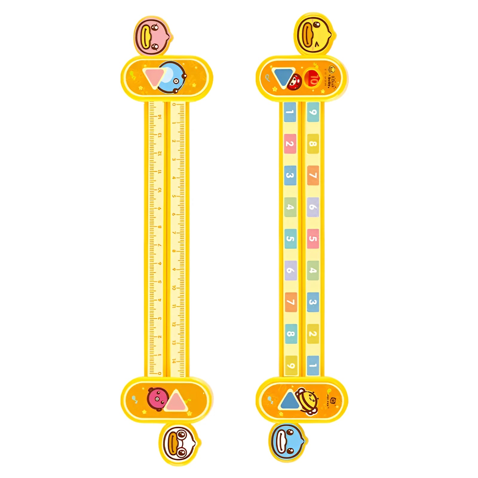 Yellow plastic children's digital decomposition ruler for maths learning, 24.5 cm long