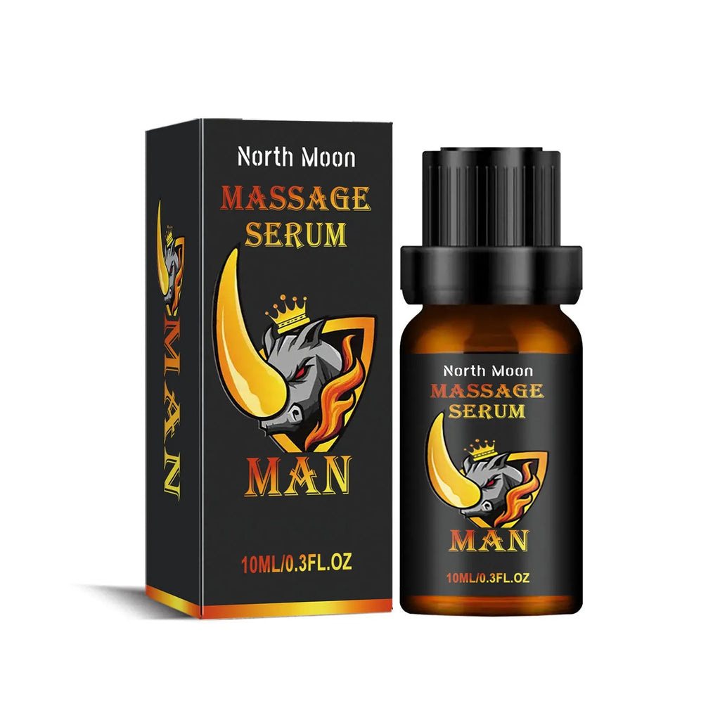 Men's body care essential oil 10ml bottle with mineral oil, jojoba, vitamin E, cocoa butter and ginger root
