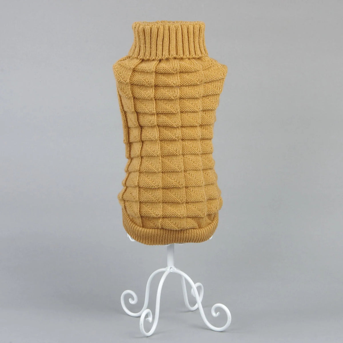 Solid colour knit acrylic dog sweater for small pets, back length 17-39 cm, available in blue, green, pink, red, yellow
