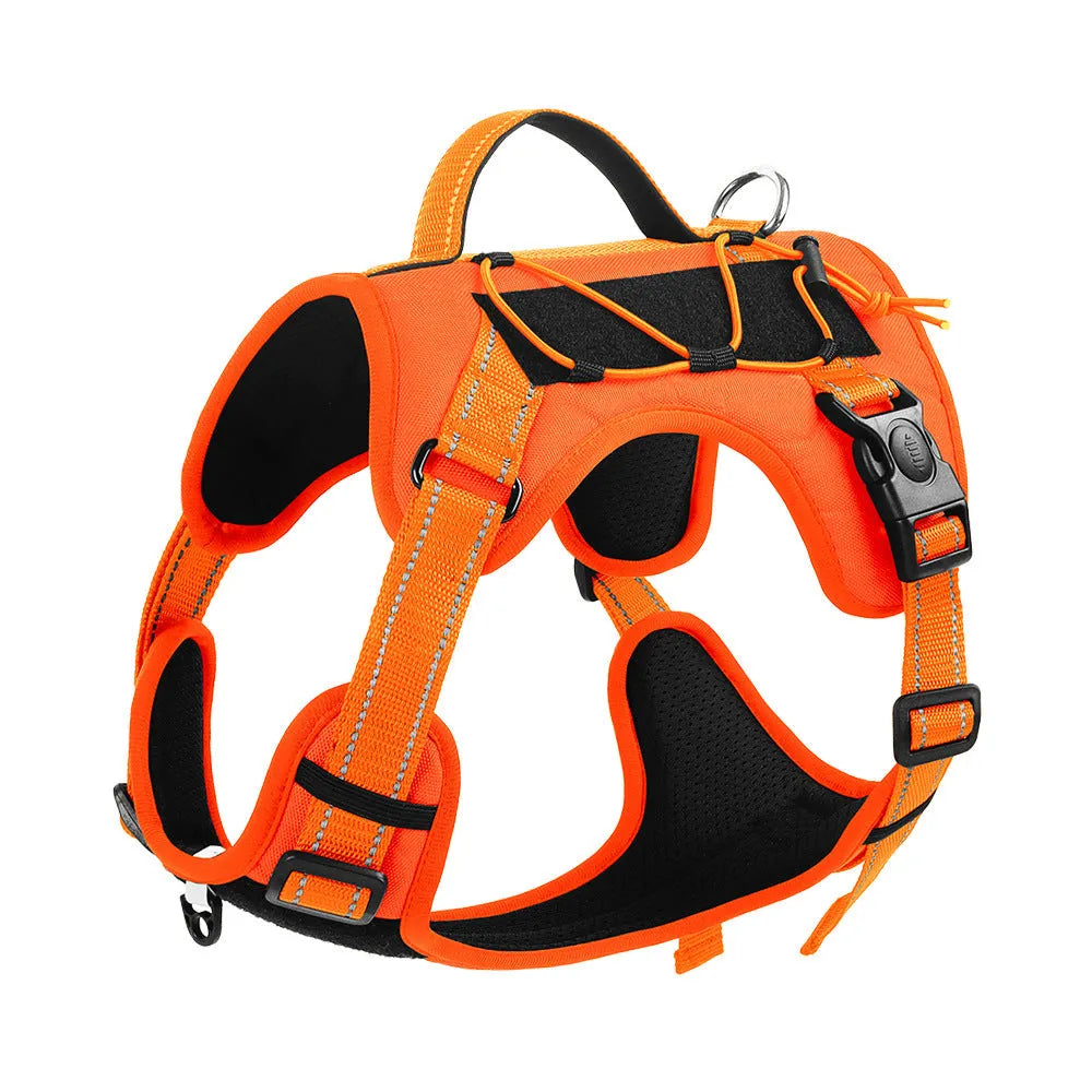 Reflective dog vest harness with integrated hand holding rope in multiple colour options