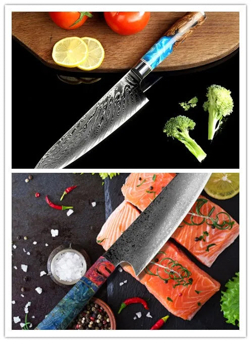 8-piece kitchen knife set with chef's knife, bread knife, Japanese knives and two separate chef's knives