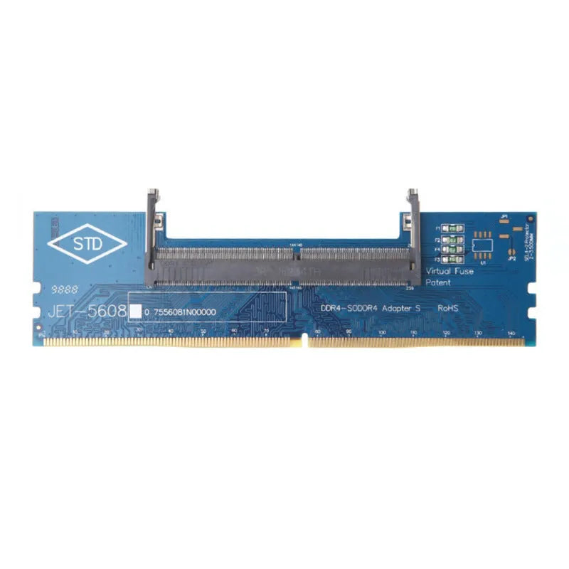 Memory adapter card converting laptop DDR4 SO-DIMM to desktop motherboard slot