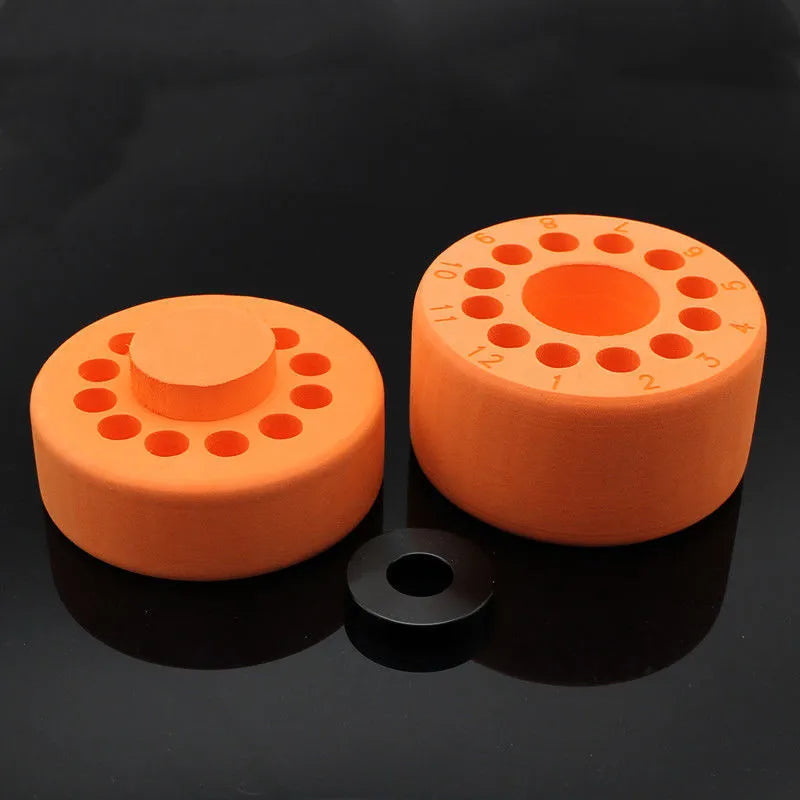 Orange and blue process cooling box for laboratory gradient freezing with metal-plastic construction.