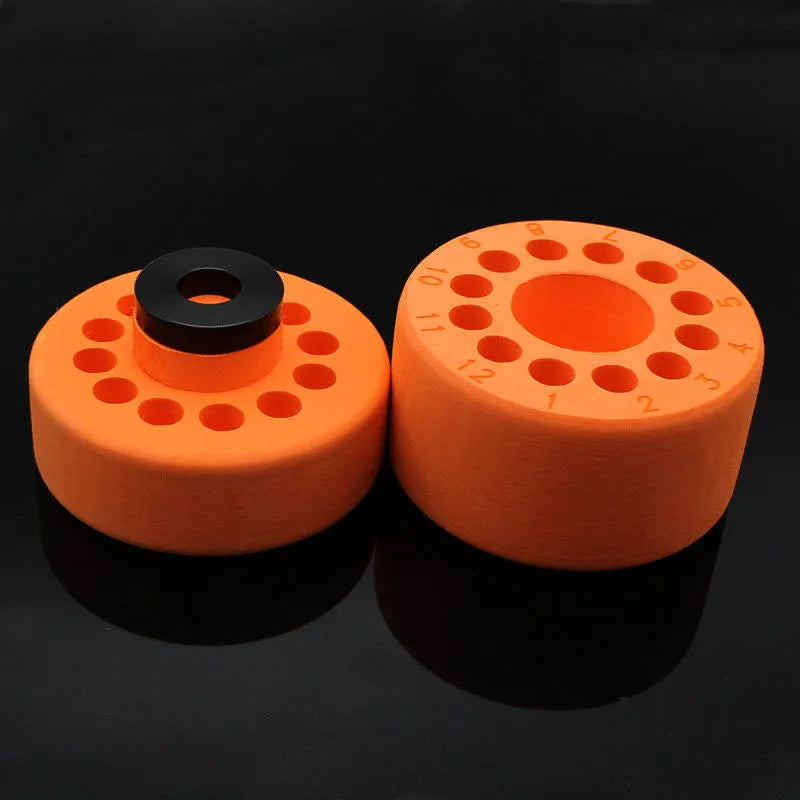 Orange and blue process cooling box for laboratory gradient freezing with metal-plastic construction.
