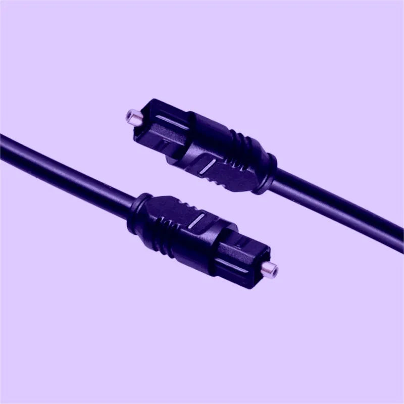 Black Toslink digital optical audio cable with square 4mm connectors, 2 metres long