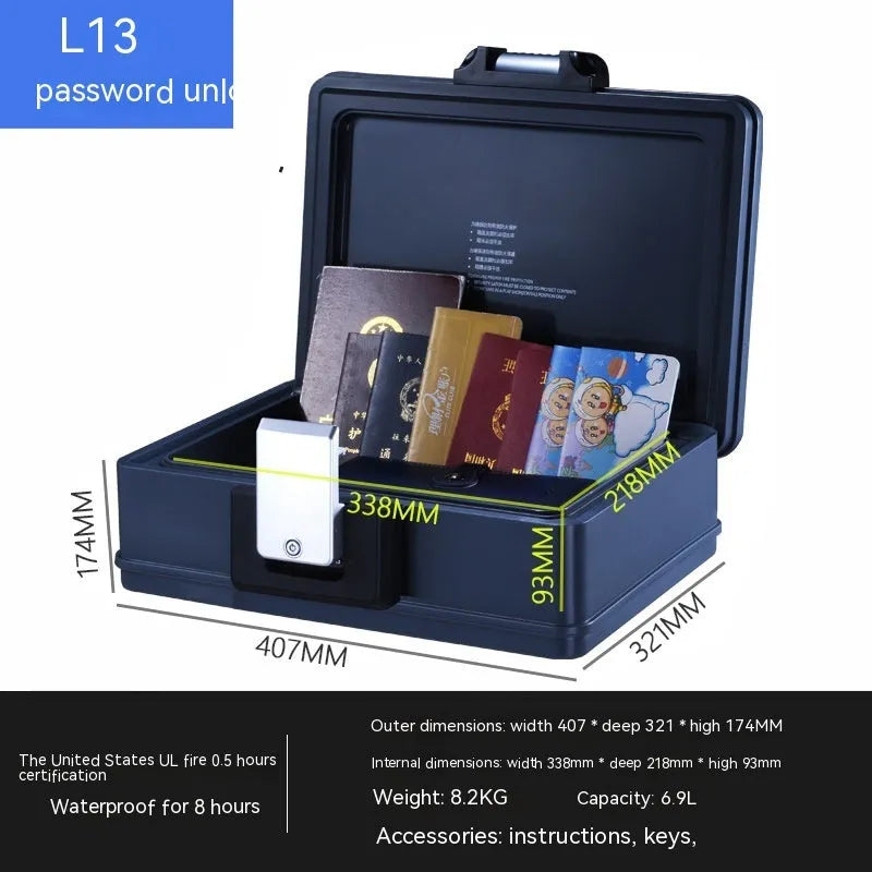 L12 portable mechanical combination safe with steel alloy casing and compact dimensions