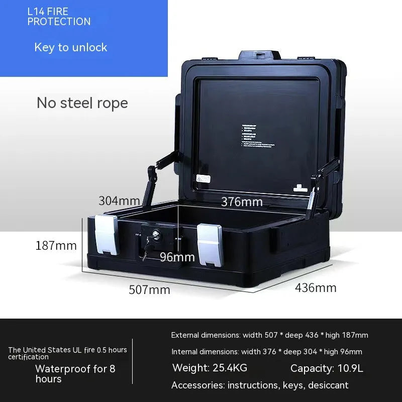 L12 portable mechanical combination safe with steel alloy casing and compact dimensions
