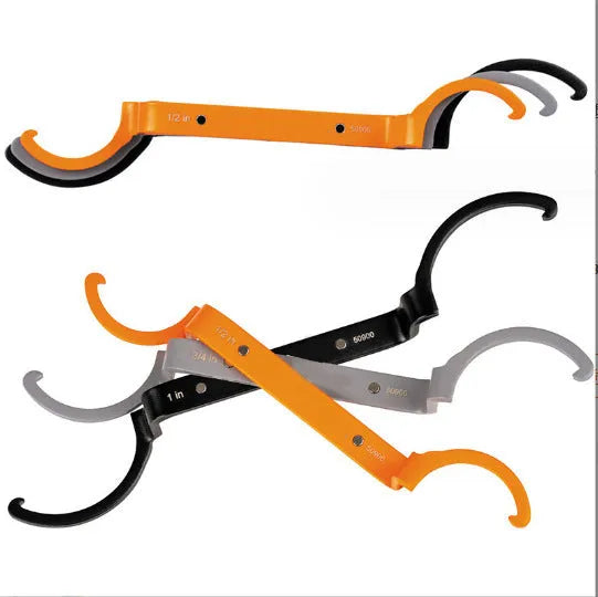 Crescent magnetic suction, locking, and catheter wrenches from the H251 three-piece set in orange, grey, and black.