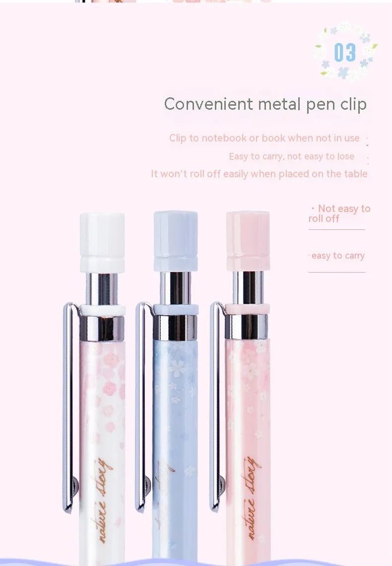 0.5mm cartoon automatic pencil set with three pencils and HB refill boxes